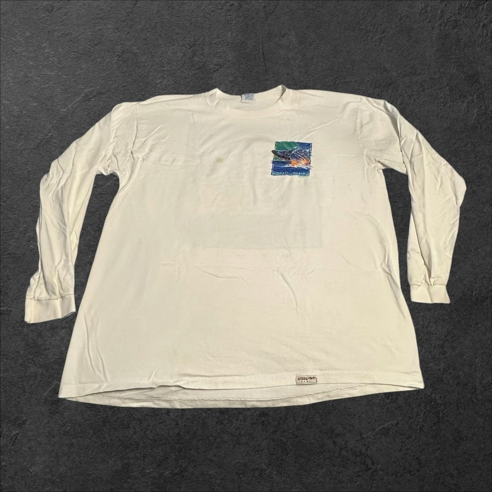 Crazy Shirts Hawaii Graphic T-Shirt Mens XL White‎ Good Whale Watch Long Sleeve